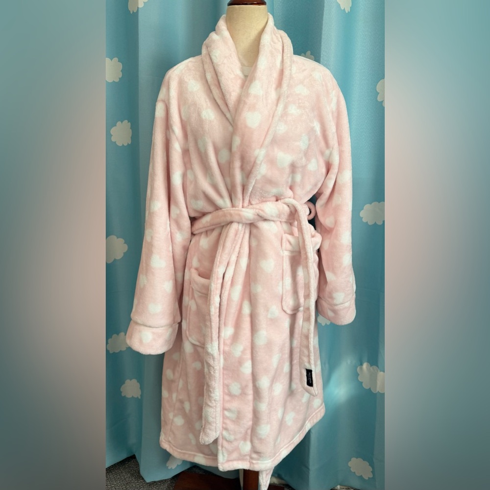 Kate Spade pink hearts soft plush bathrobe. L - Picture 8 of 8